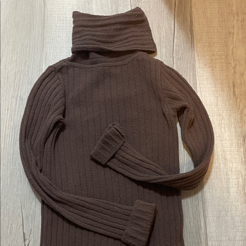 Free People Elegant Chocolate Cowl Neck Sweater